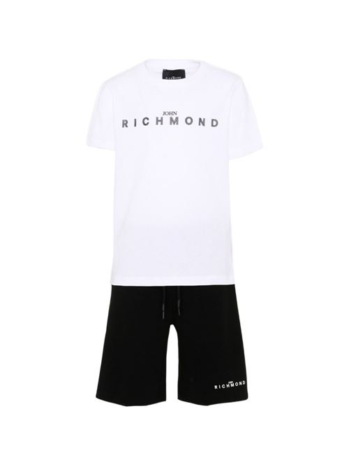 Completo bambino Richmond Junior bianco e nero con t-shirt e bermuda RICHMOND Junior | RBP26018CJLSWHITEBLK